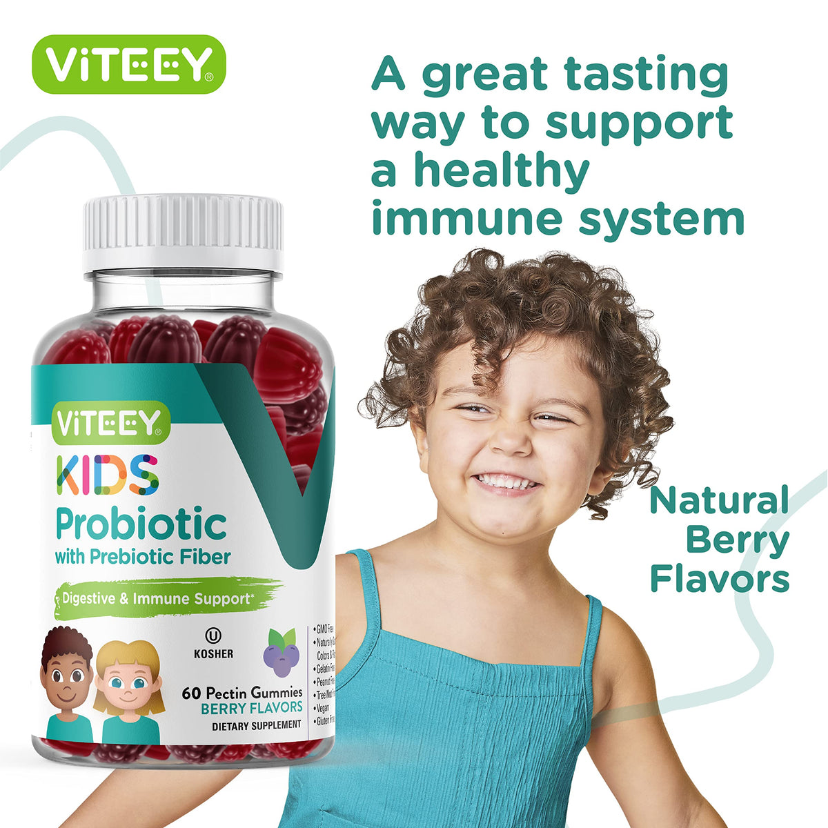 Viteey Probiotics Plus Prebiotics Fiber Gummies