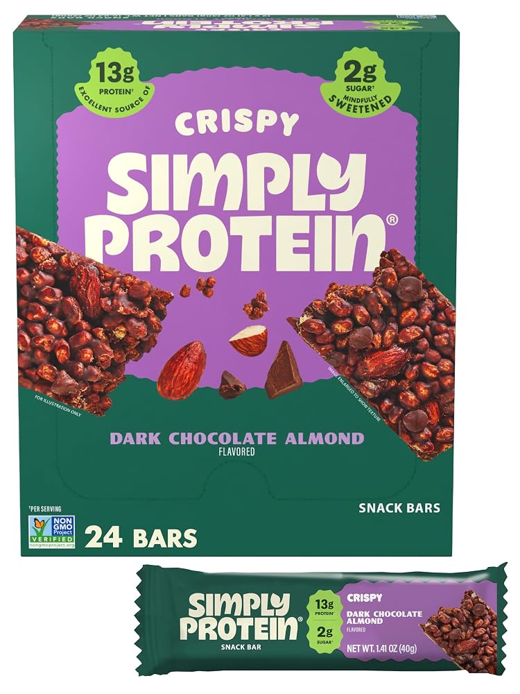 Simply Protein Dark Chocolate Almond Crispy Bars - 24 Bars