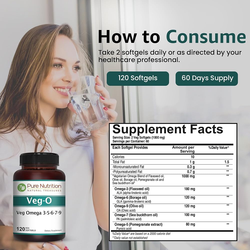 Pure Nutrition Vegan Omega 3-5-6-7-9 - 120 Softgels - image 5