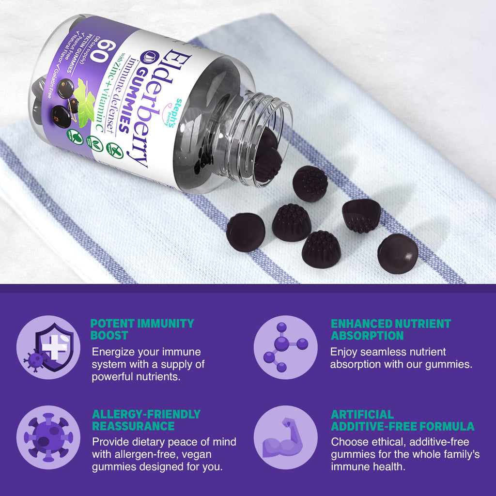 Steph's Pantry Elderberry Gummies with Vitamin C and Zinc - Immune