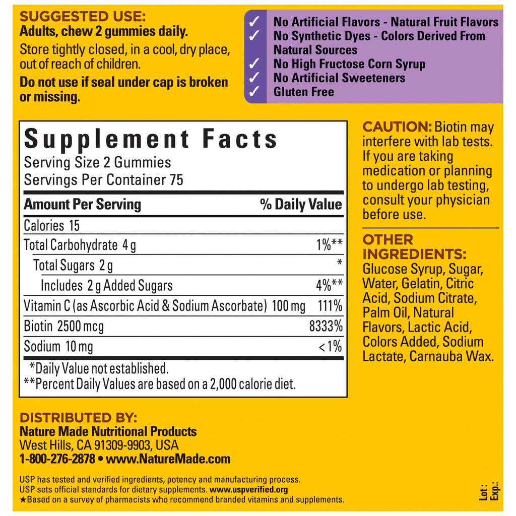 Nature Made Hair Skin and Nails with Biotin 2500 mcg