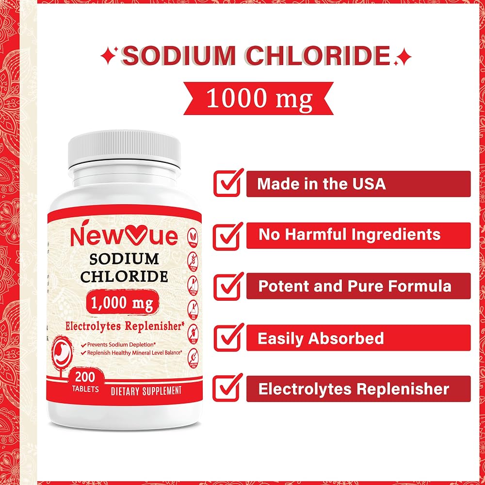 NewVue Sodium Chloride 1000mg Salt Tablets - 200 Tablets - image 2