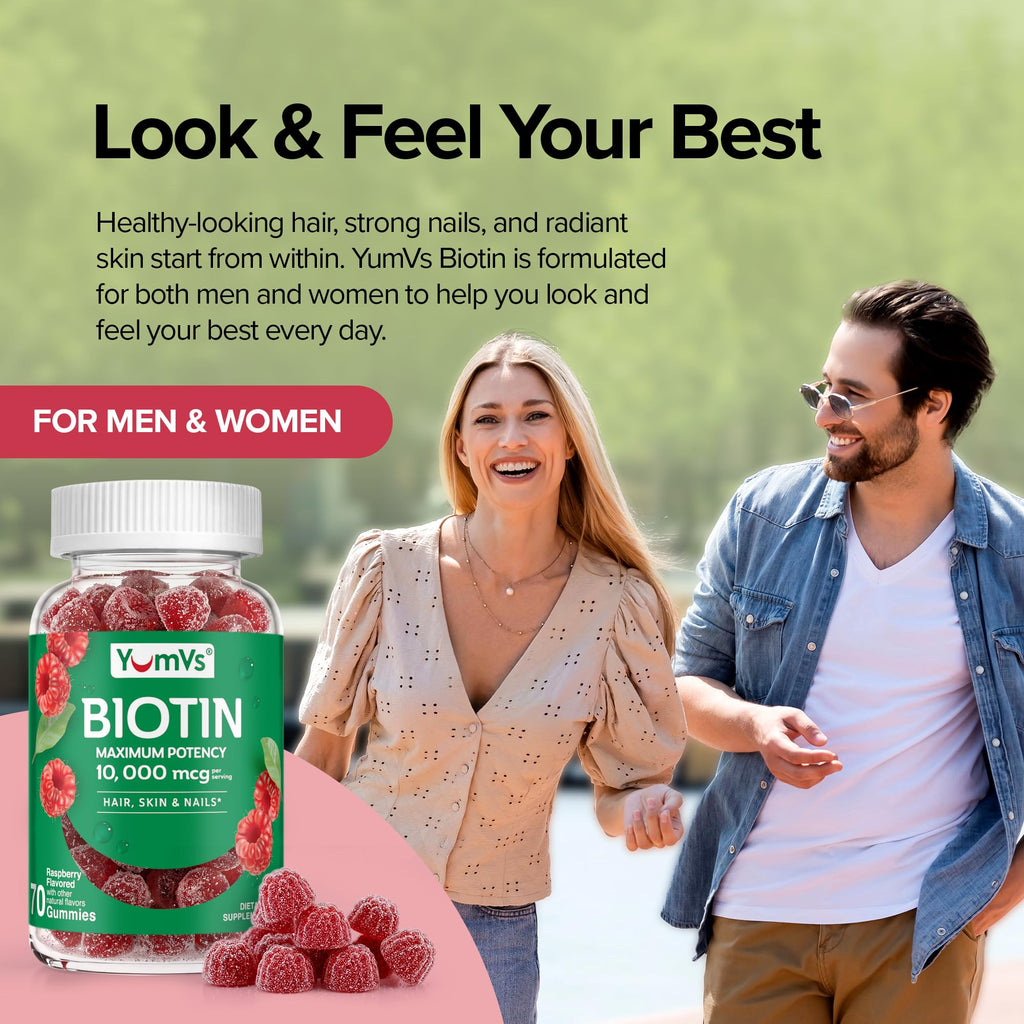 YUM-V'S Biotin Gummies 10,000 mcg for Hair, Skin & Nails - 70 Count - image 8