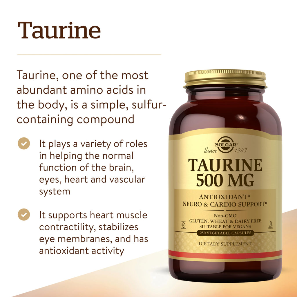 Solgar Taurine 500 mg - 250 Vegetable Capsules - image 3