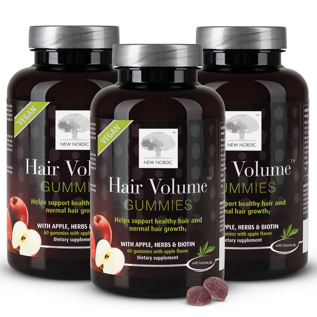 NEW NORDIC Hair Volume Daily Biotin Support Gummies - 180 Count
