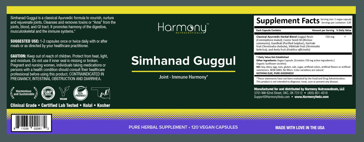 Harmony Nutraceuticals Simhanad Guggul Joint Support - 120 Vegetarian Capsules - image 3