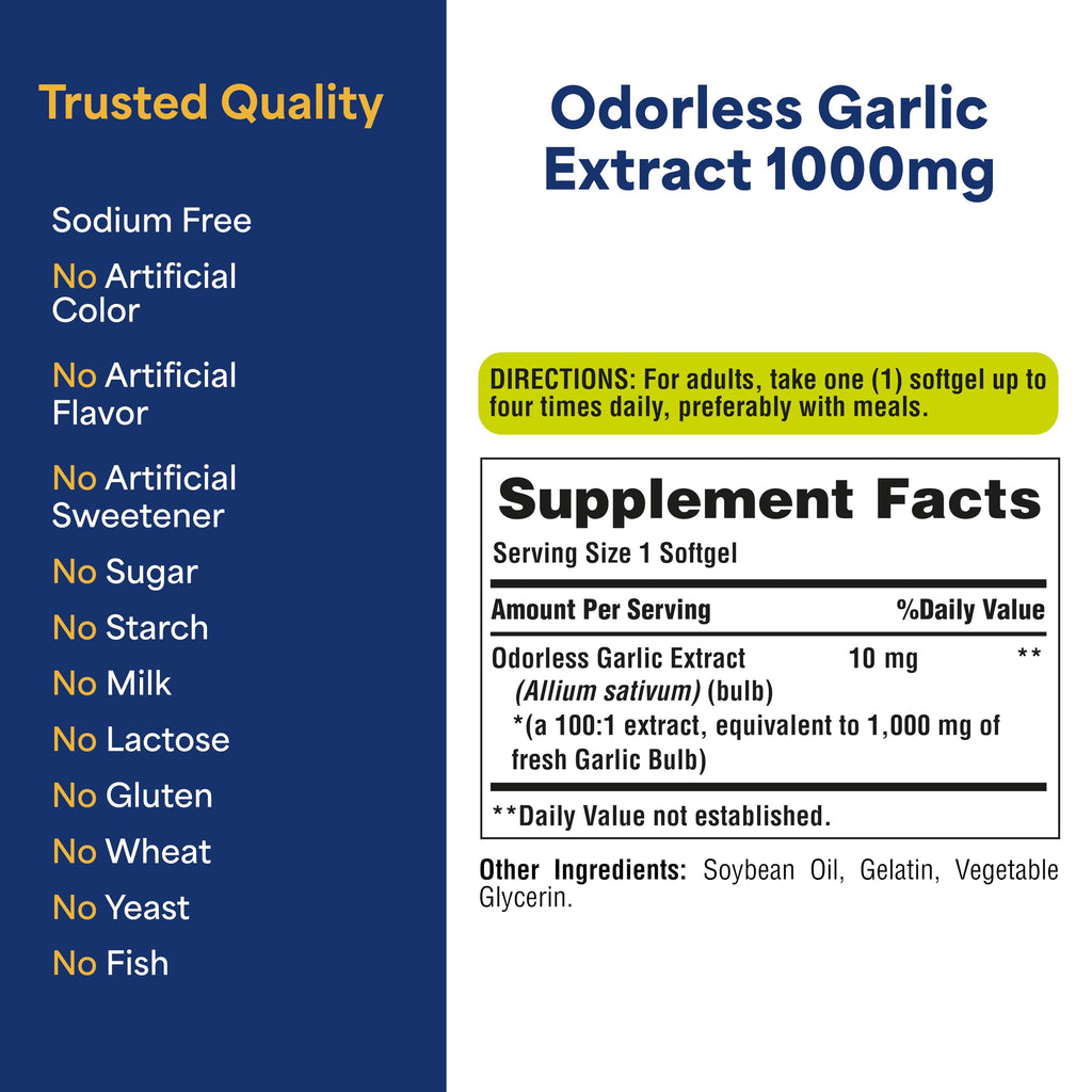 Puritan's Pride Odorless Garlic Heart Health Support - 500 Softgels - image 9