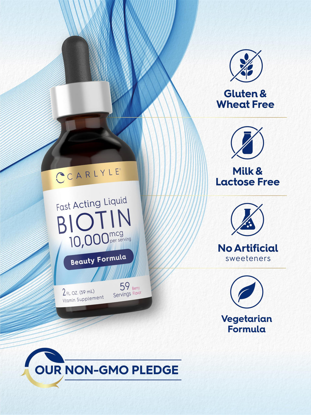 Carlyle Liquid Biotin 10000mcg Extra Strength Drops - 2 fl oz - image 5