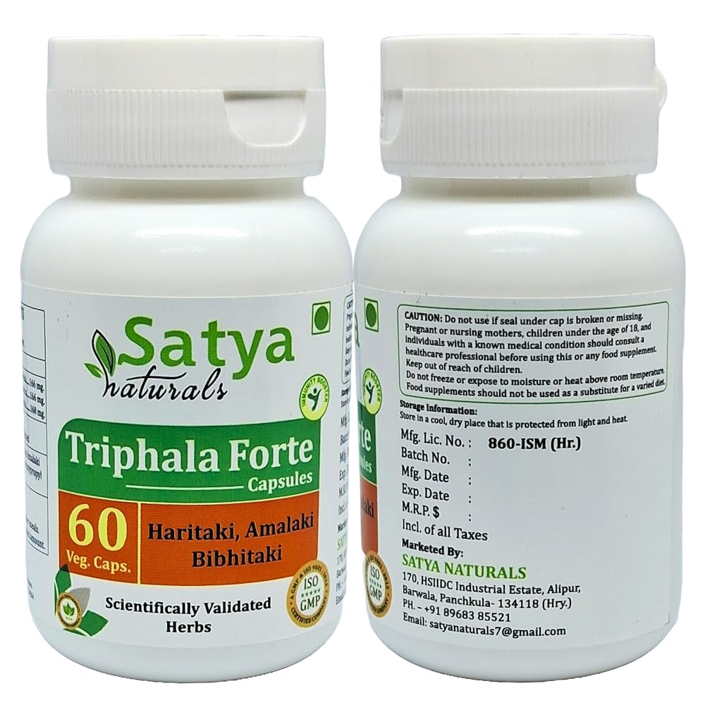Satya Naturals Triphala Forte Capsules 500 mg. 60 Veg. Capsule