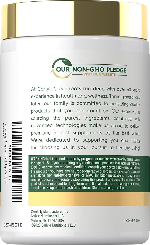 Carlyle Soursop Leaves Graviola - 160 Capsules - image 3