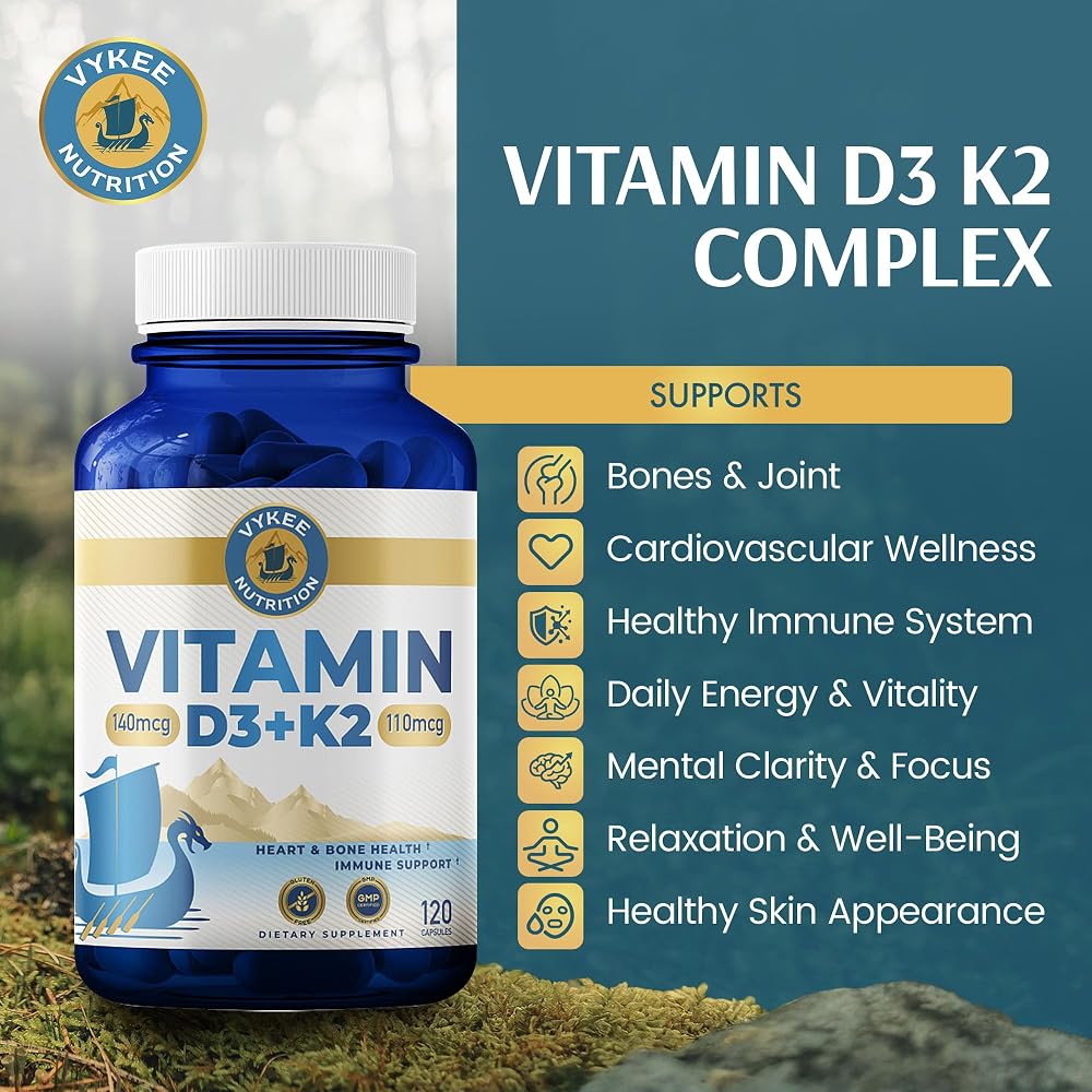 Vykee Nutrition Vitamin D3 K2 Complex - 120 Caplets - image 2