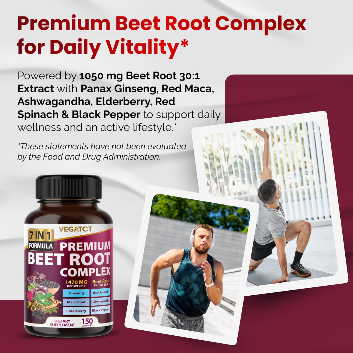 VEGATOT Premium Beet Root Extract 7-in-1 Complex - 90 Capsules - image 2