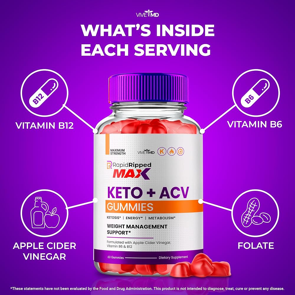 VIVE MD Rapid Ripped Keto ACV Gummies 1000mg - 180 Gummies - image 4