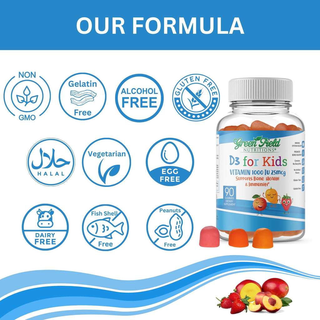 Greenfield Nutritions Halal Vitamin D3 for Kids 1000 IU - 90 Gummies - image 5