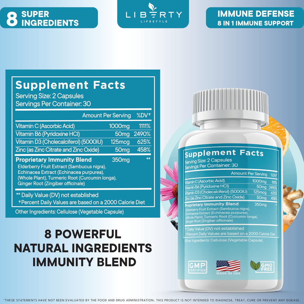 Liberty Lifestyle 8 in 1 Immune Supplement with Echinacea