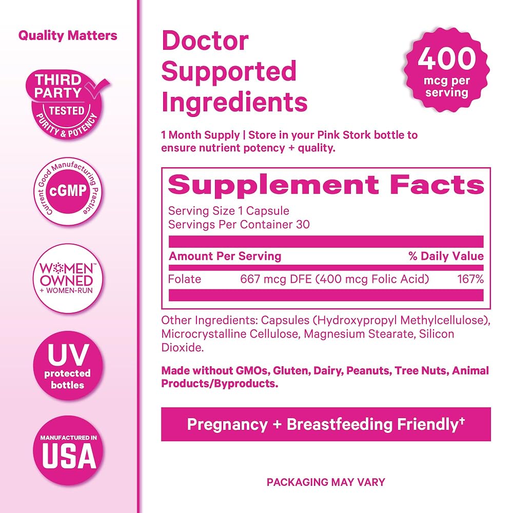 Pink Stork Folic Acid Supplement for Women 400mcg - 30 Capsules - image 6