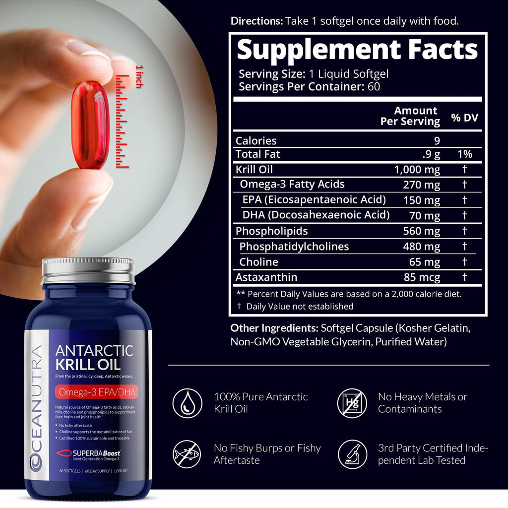 Oceanutra 100% Pure Krill Oil 1000mg