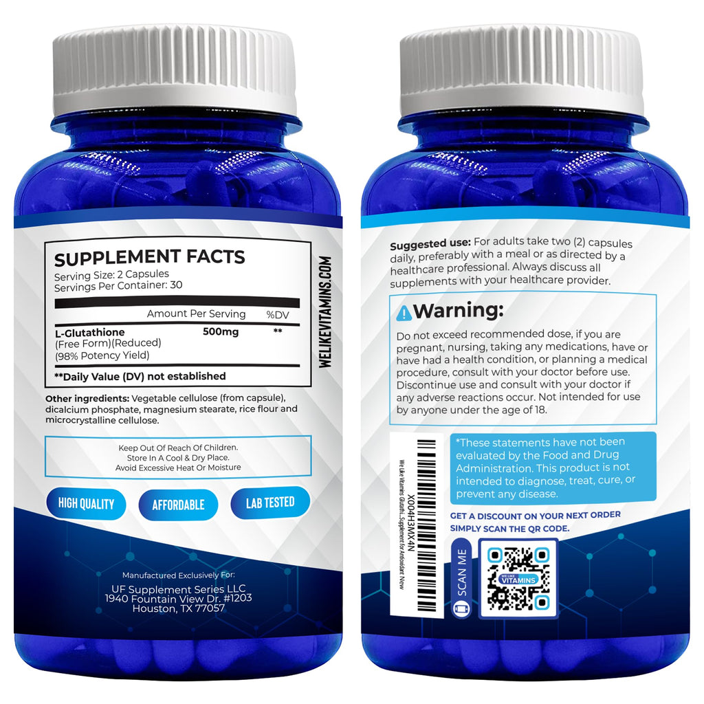 We Like Vitamins Glutathione 500mg - 60 Capsules - image 8