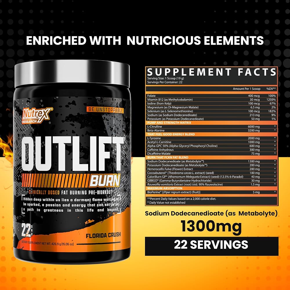 Nutrex Outlift Burn Pre-Workout Powder for Energy & Endurance - 22 Servings - image 3