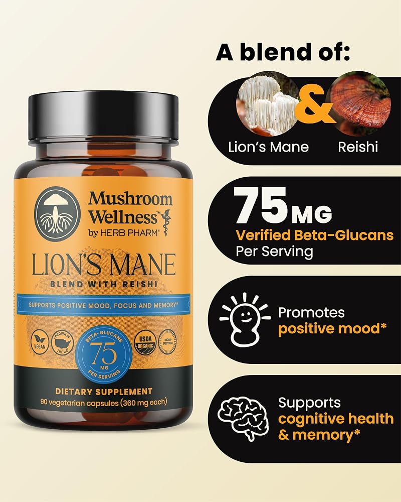 Herb Pharm Lion's Mane Blend with Reishi Capsules - 90 Vegan Capsules - image 2