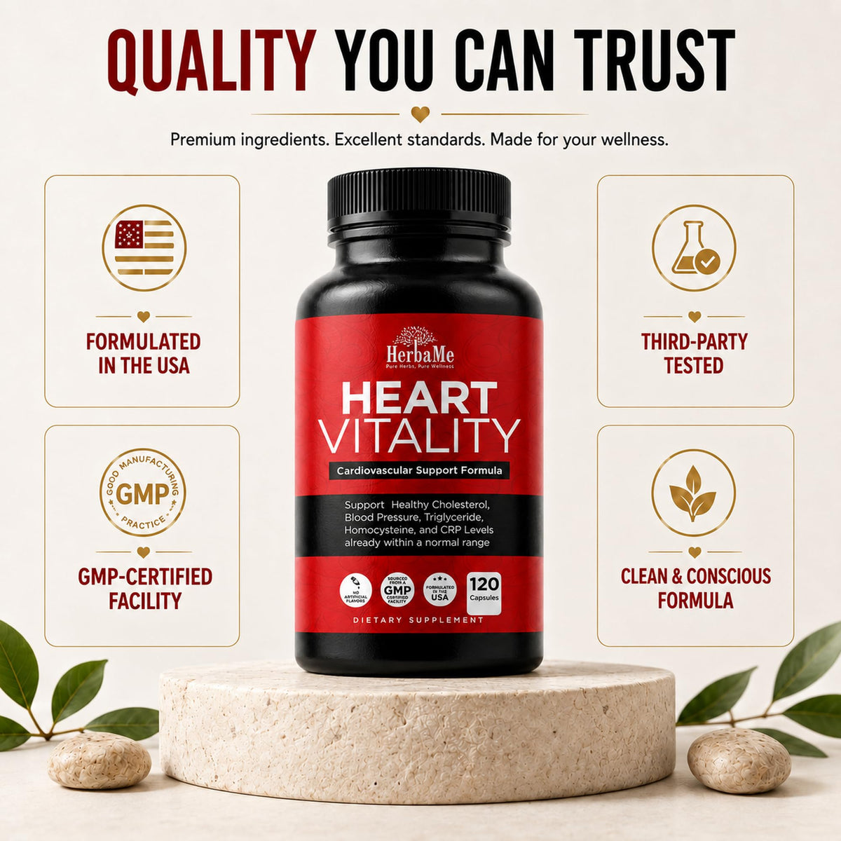 HerbaMe Heart Health Supplement for Circulation Support - 120 Capsules - image 8