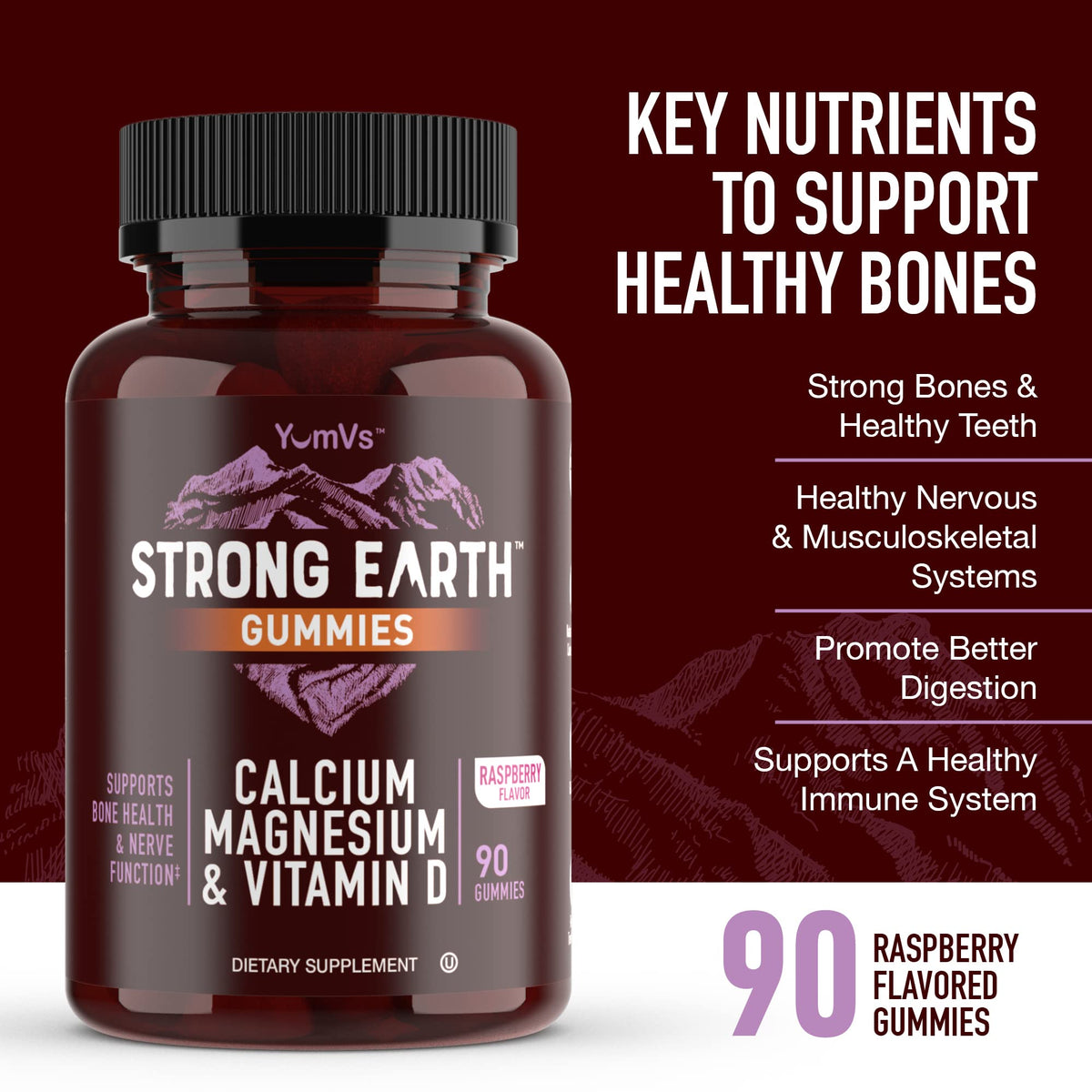 YUM-V'S Strong Earth - Calcium, Magnesium, Vitamin D3 Gummies