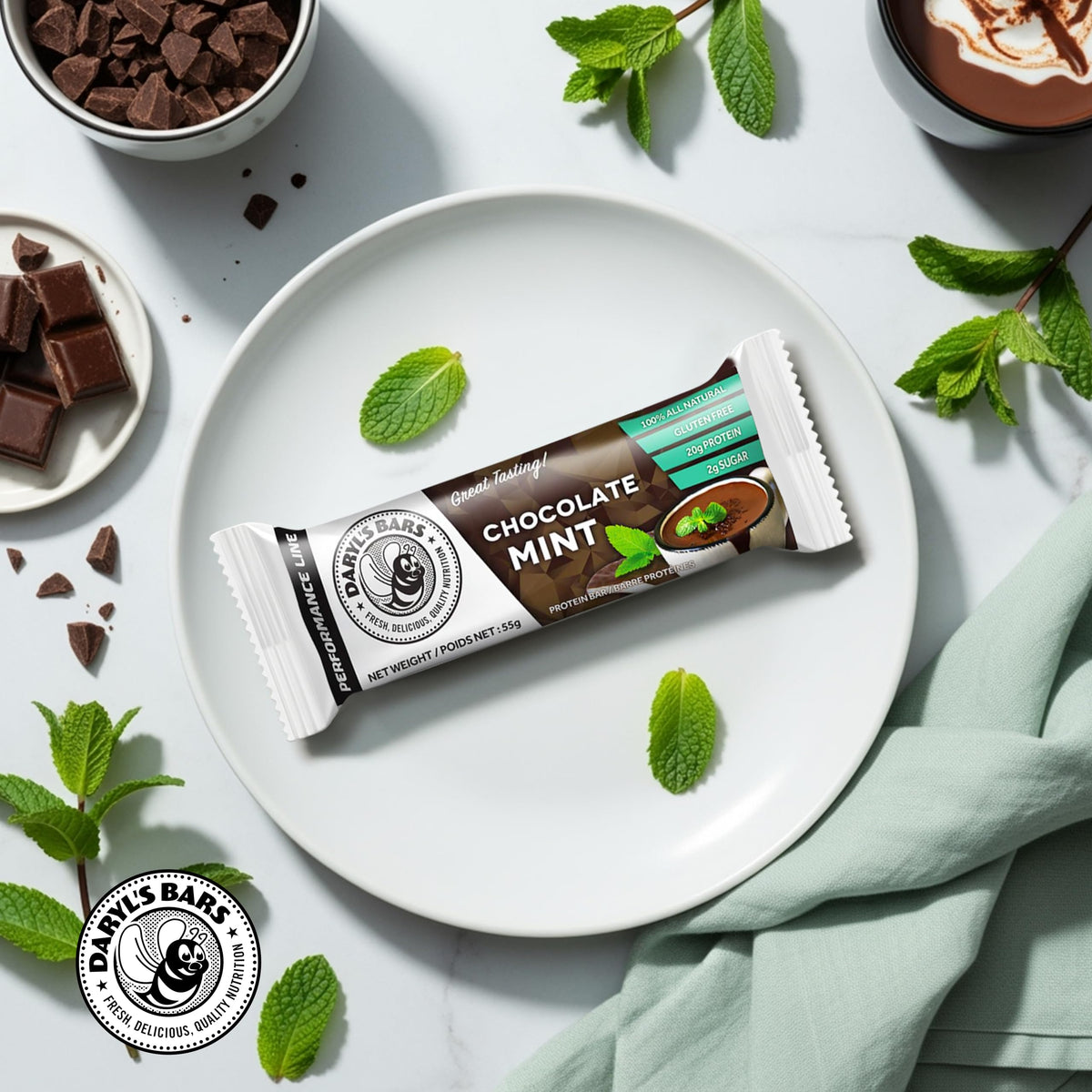 Daryl's Bars Chocolate Bars with a yummy chocolaty taste and Energy