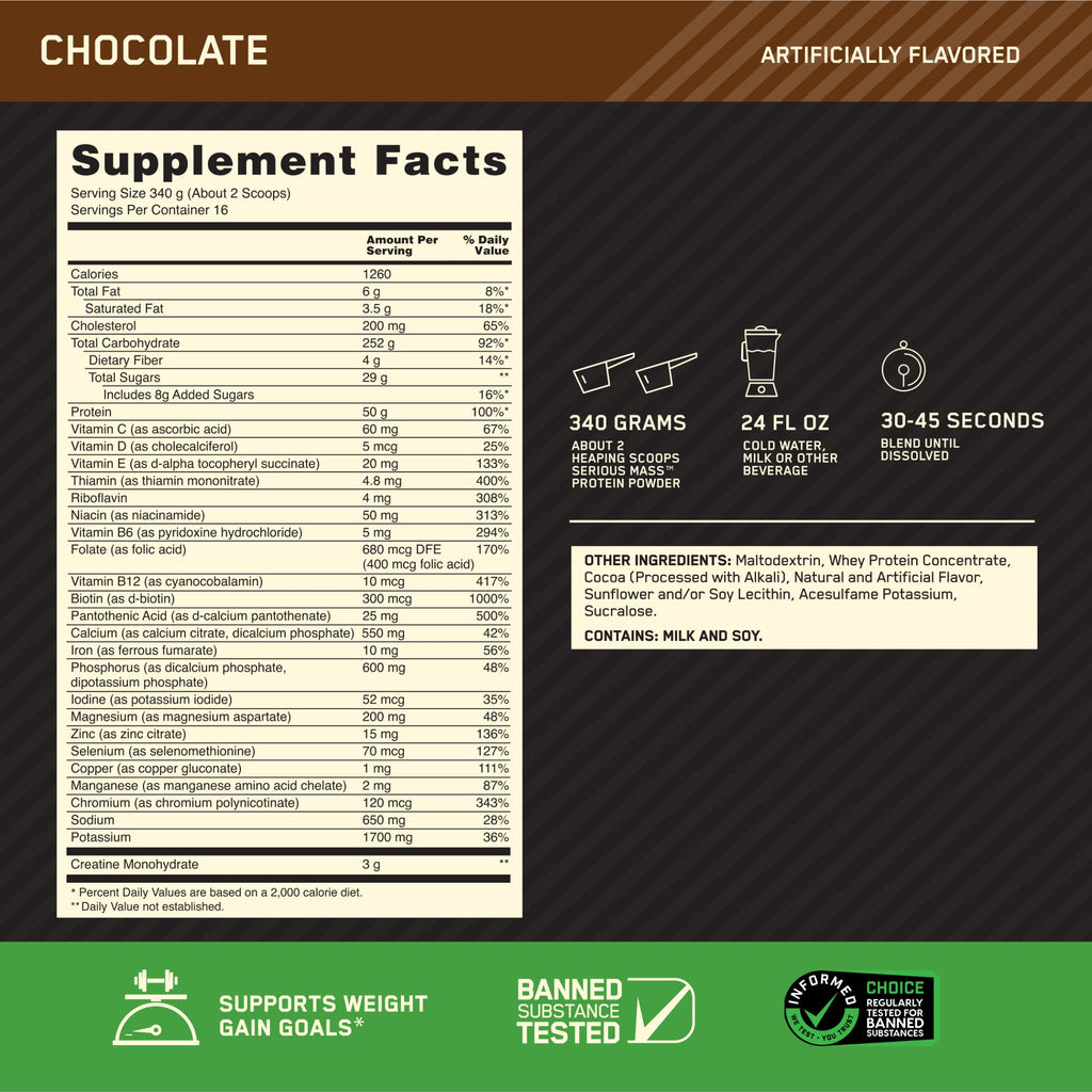 Optimum Nutrition Serious Mass Weight Gainer Protein Powder