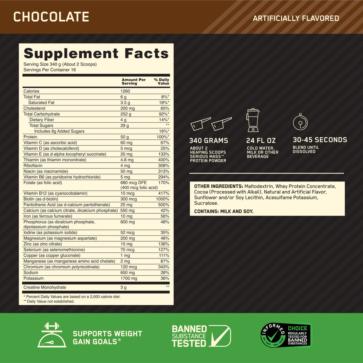 Optimum Nutrition Serious Mass Weight Gainer Protein Powder