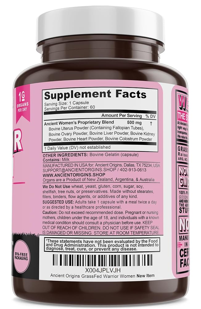 Ancient Origins Grass Fed Beef Organ Supplement for Women - 60 Capsules - image 3
