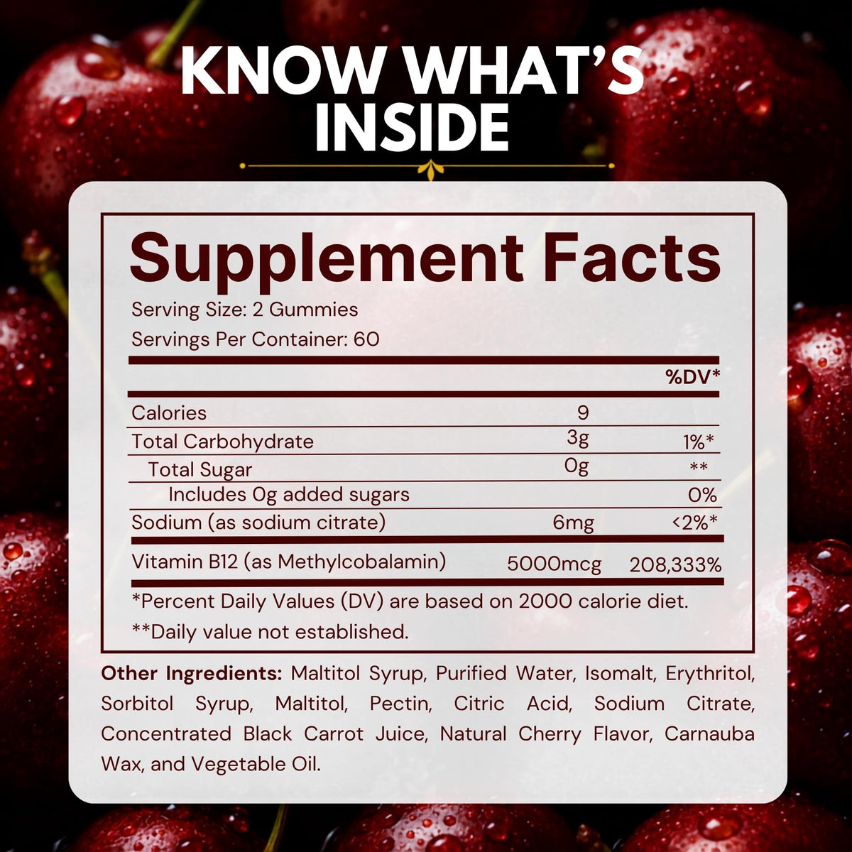 Vitamatic Extra Strength Vitamin B12 5000 mcg (Methyl B12) Gummies