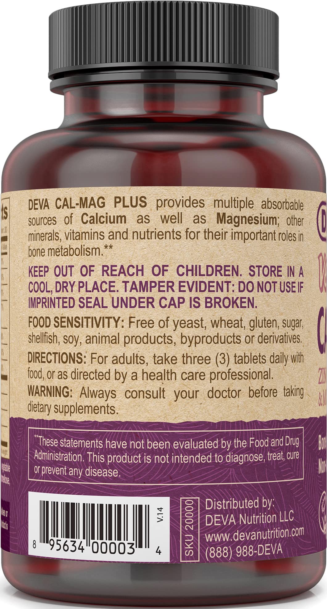 DEVA Vegan Calcium Magnesium Supplement with Vitamins - 90 Tablets - image 4