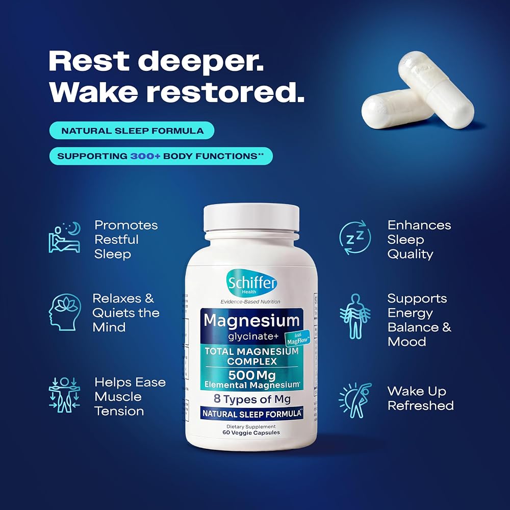 Schiffer Health Magnesium Complex 500mg Sleep Support - 60 Capsules - image 3