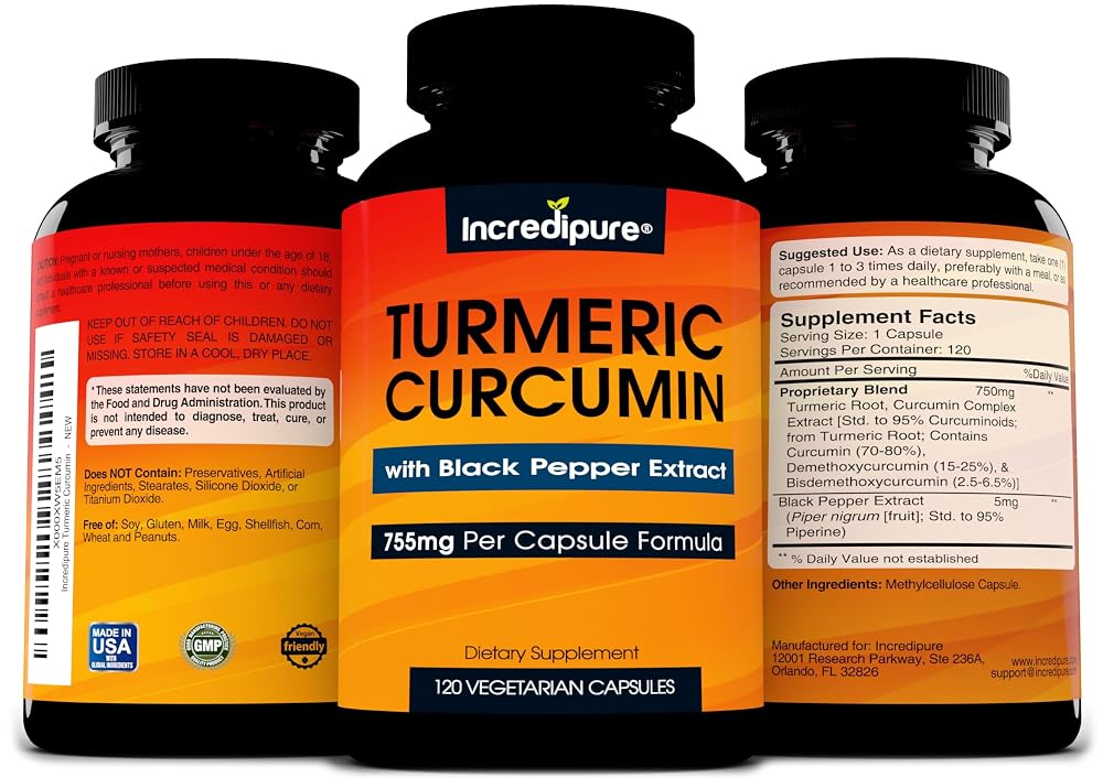 Curcumin Incredipure Turmeric Curcumin Supplement 750mg - 120 Capsules - image 4