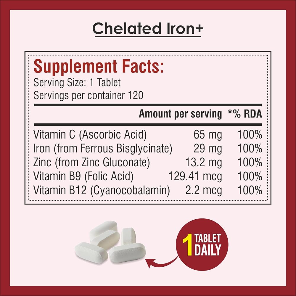 Biotrex Nutraceuticals Chelated Iron + Vitamin C - 90 Tablets - image 4