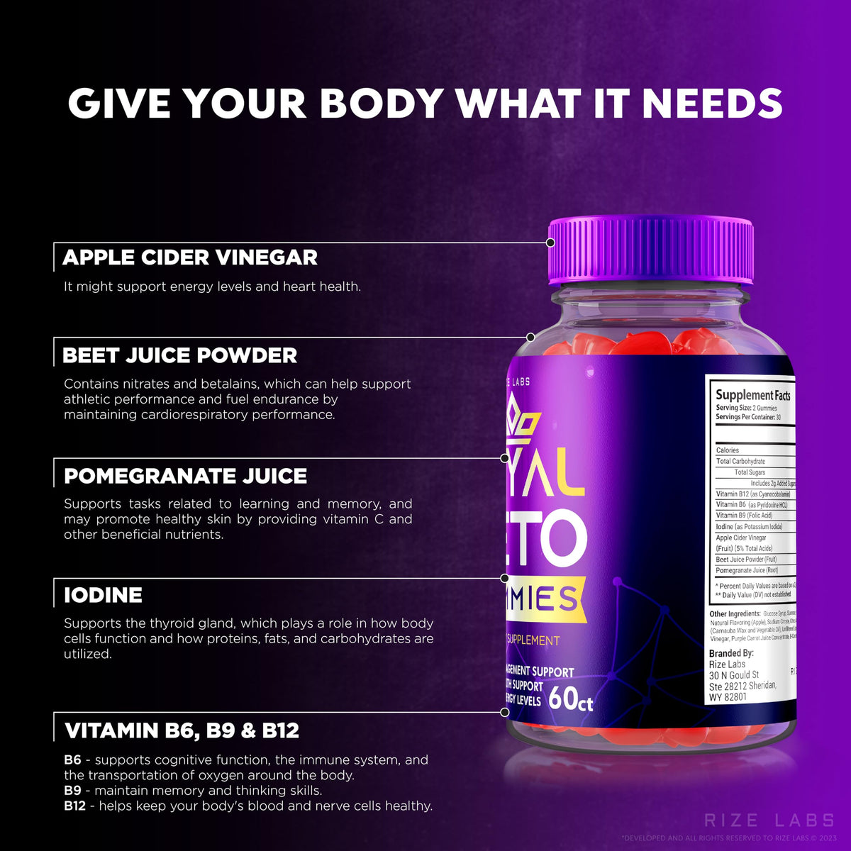 rize labs Royal Keto ACV Gummies Organic Weight Loss - 180 Gummies - image 5