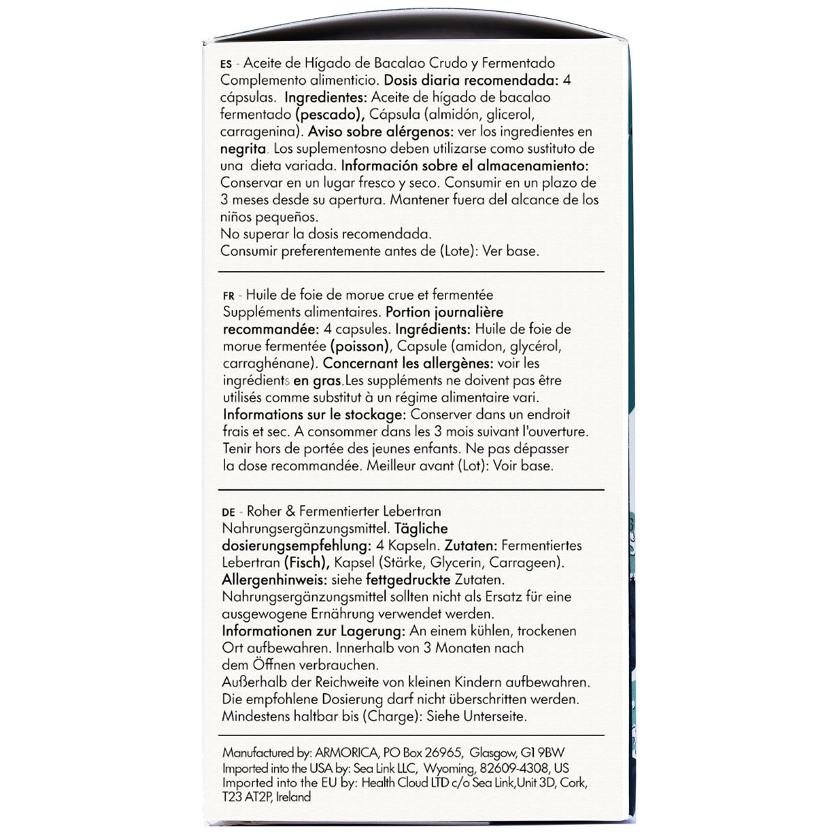 ARMORICA Fermented Cod Liver Oil - 120 Softgels - image 3