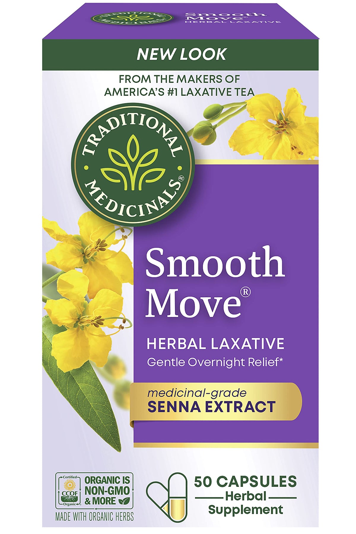 Traditional Medicinals Smooth Move Organic Senna Laxative - 50 Capsules