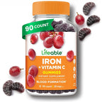 Lifeable Iron Gummies for Women and Men 20 mg - 90 Gummies