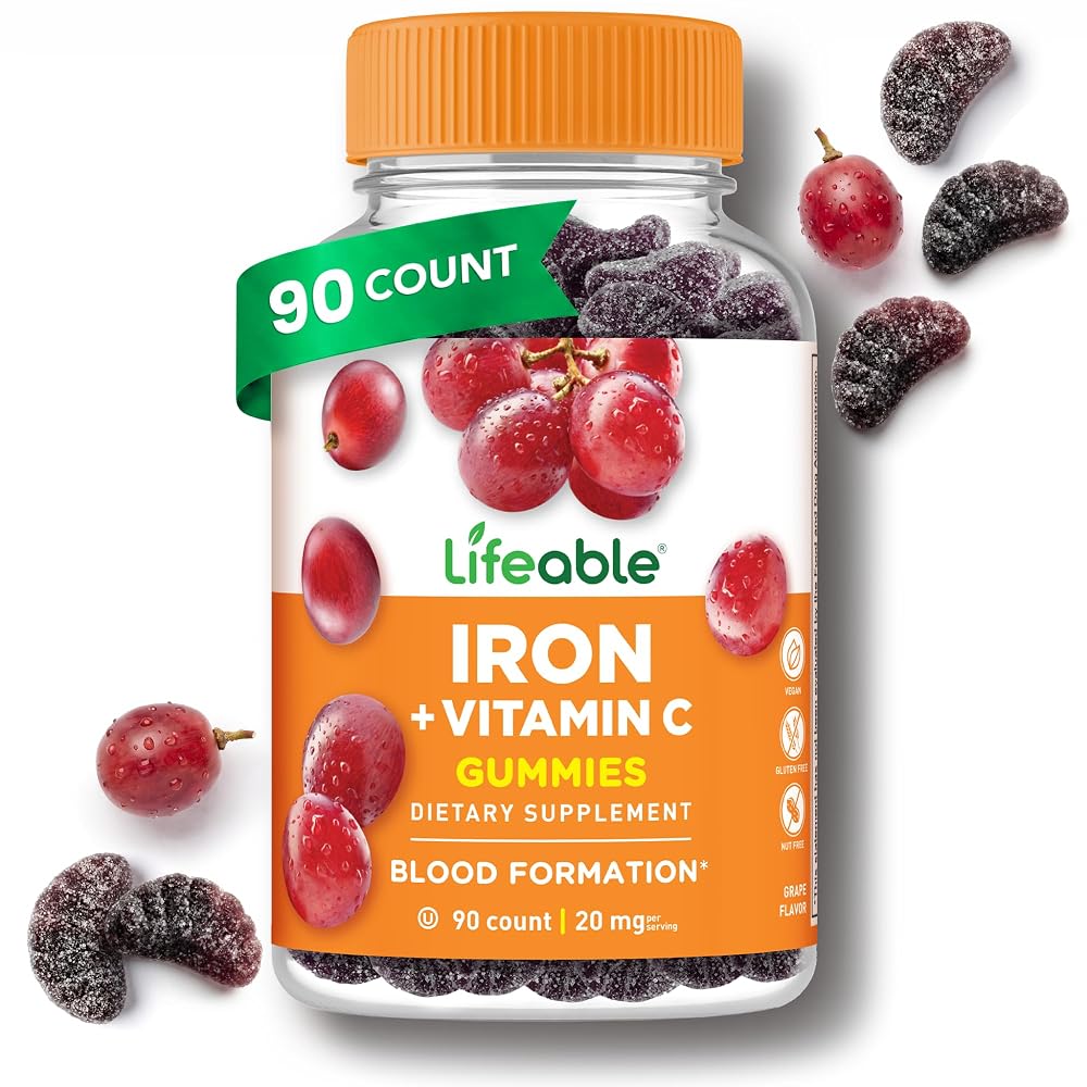 Lifeable Iron Gummies for Women and Men 20 mg - 90 Gummies