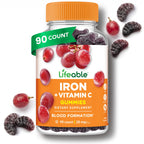 Lifeable Iron Gummies for Women and Men 20 mg - 90 Gummies