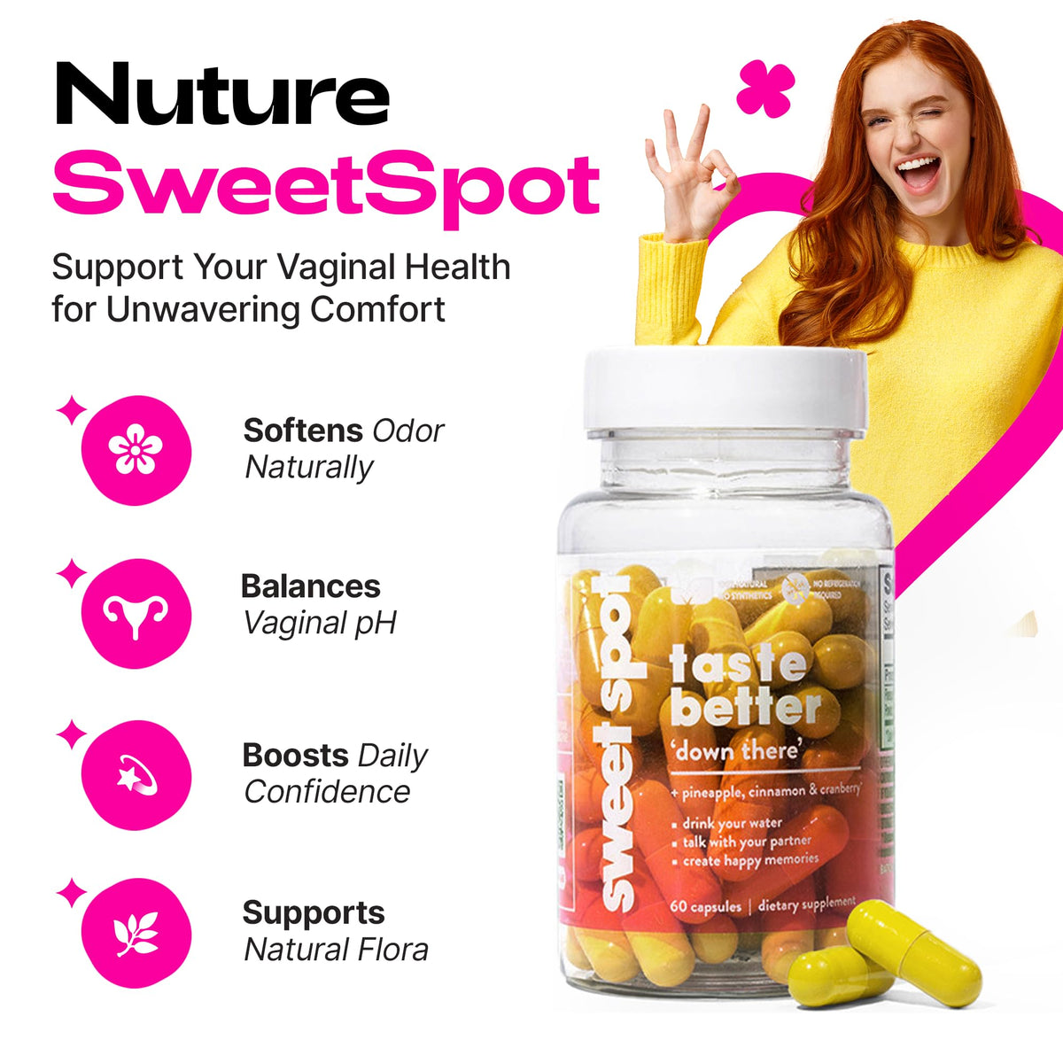 Sweet Spot Pineapple & Cranberry Vaginal Health Supplement - 60 Capsules - image 2
