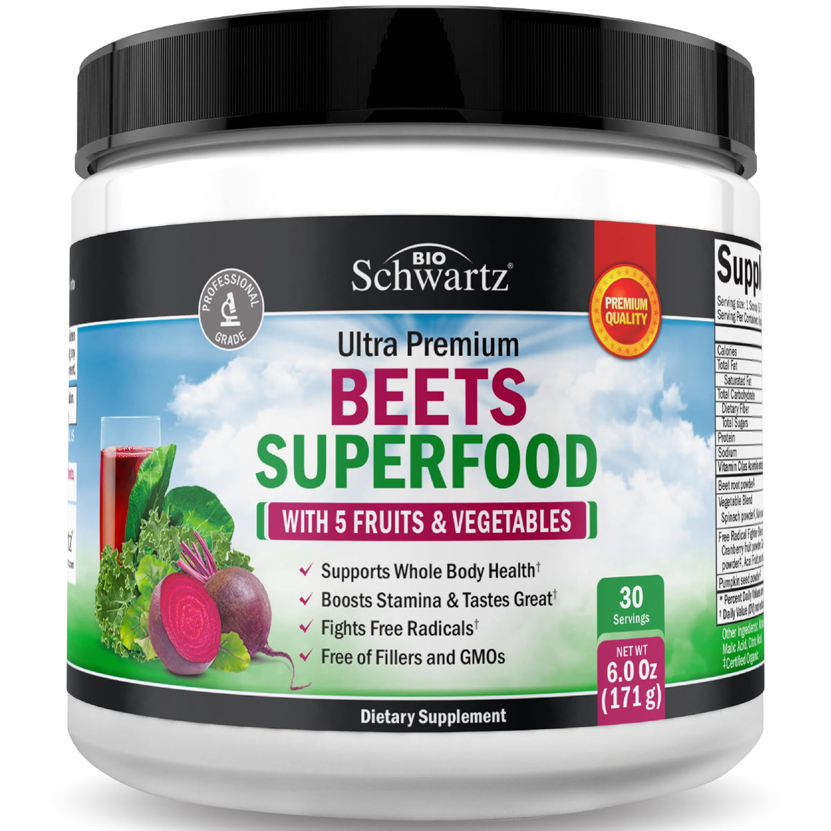 BioSchwartz Beet Root Powder Superfood Supplement - 30 Servings