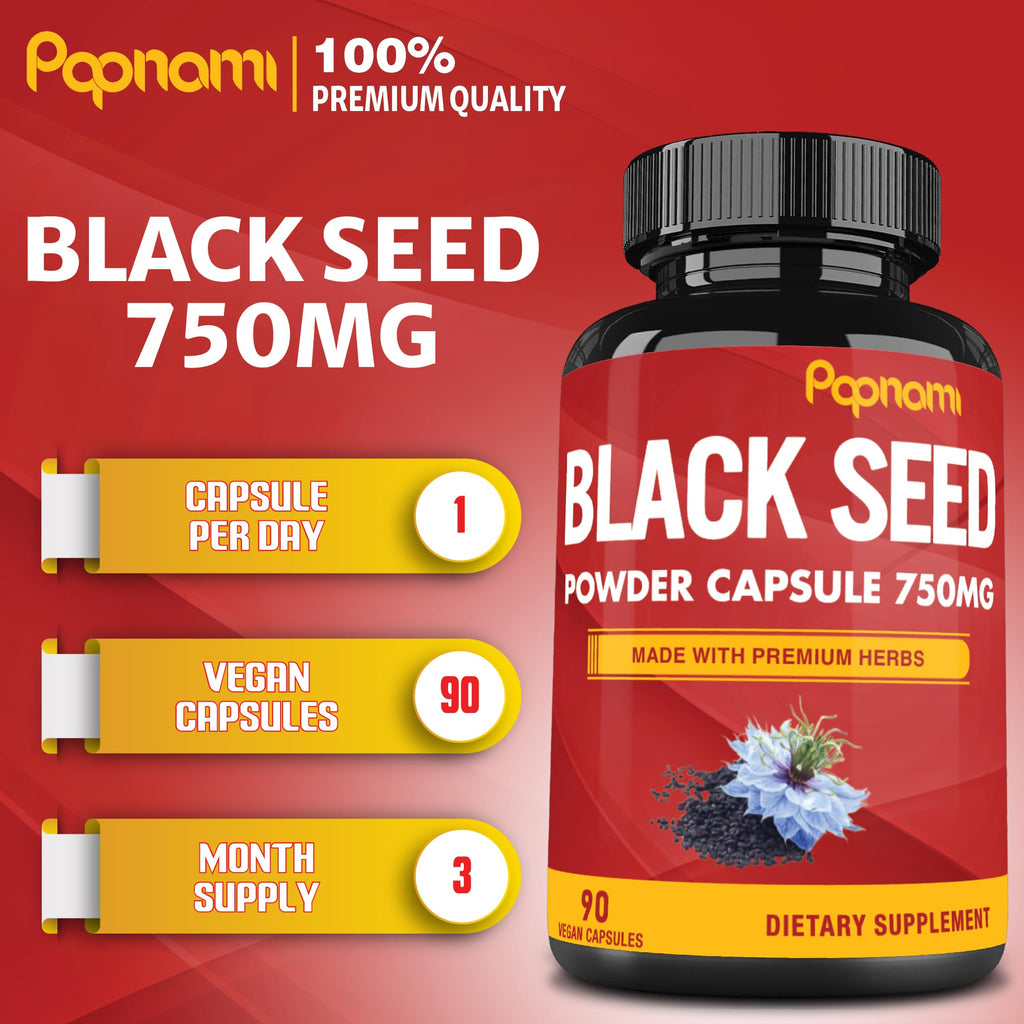 Papnami Black Seed Powder Capsules 750mg - 90 Count - image 4