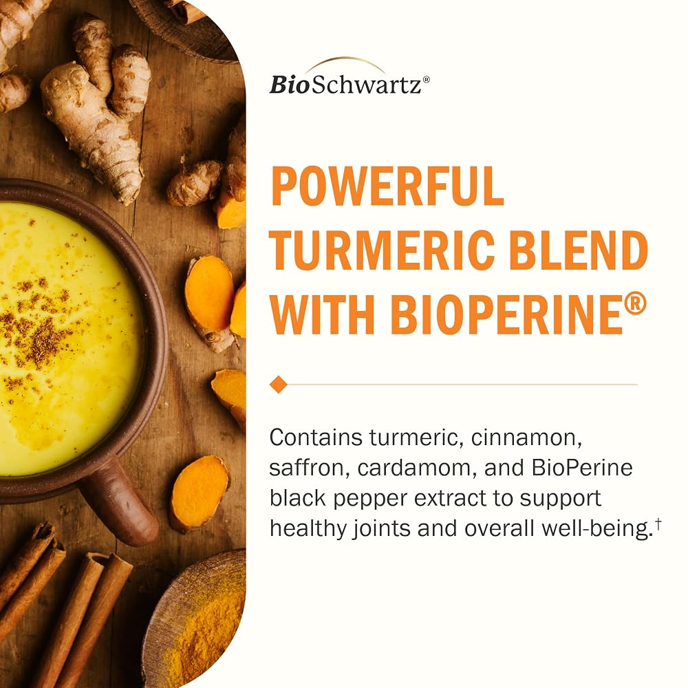 BioSchwartz Turmeric Supplement with Saffron & BioPerine - 60 Capsules - image 5