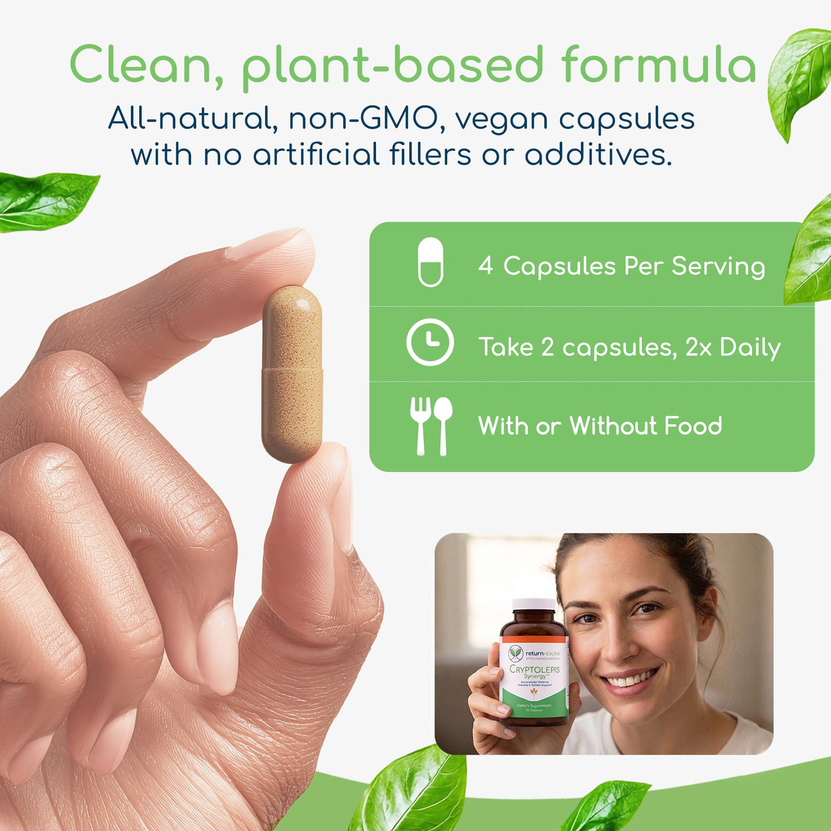 Return Healthy Cryptolepis Synergy Immune Support - 120 Capsules - image 8