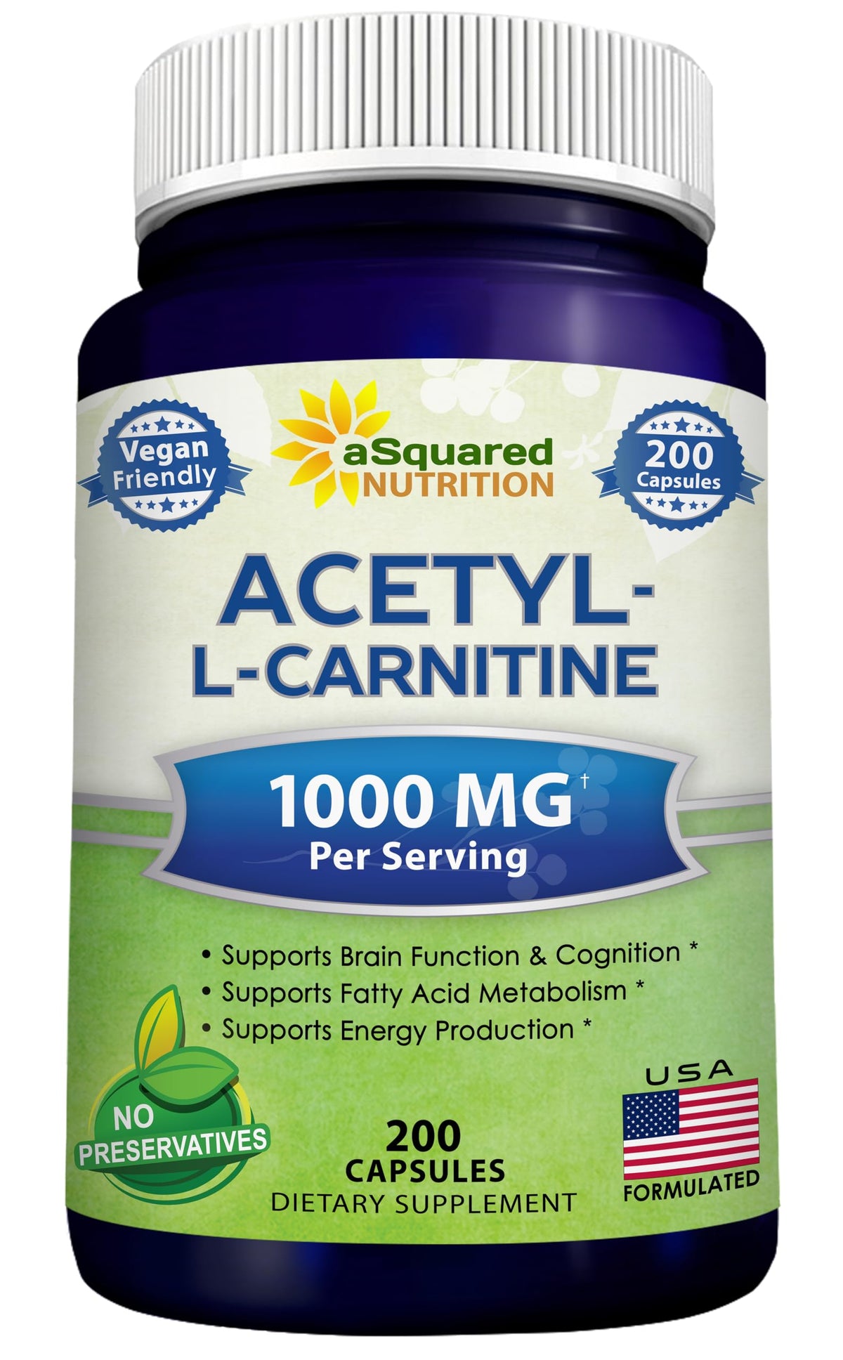 aSquared Nutrition Acetyl L-Carnitine 1000mg - 200 Capsules