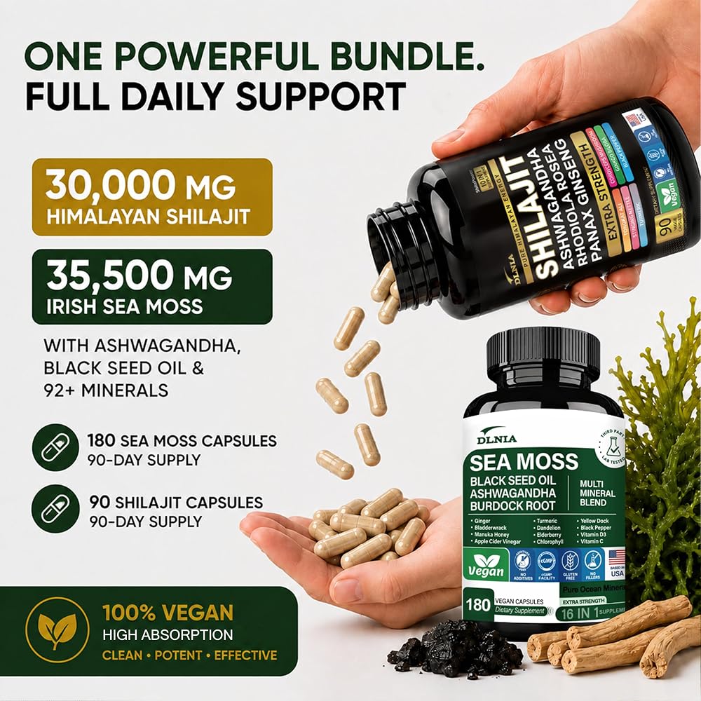 DLNIA Sea Moss & Shilajit Bundle Daily Wellness - 270 Capsules - image 4