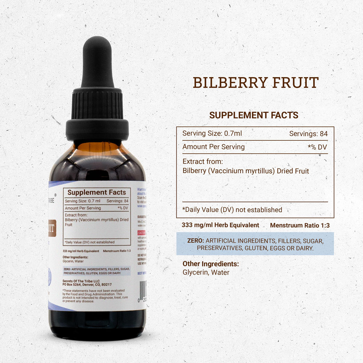 Secrets of the Tribe Bilberry Fruit Tincture Alcohol-Free Extract