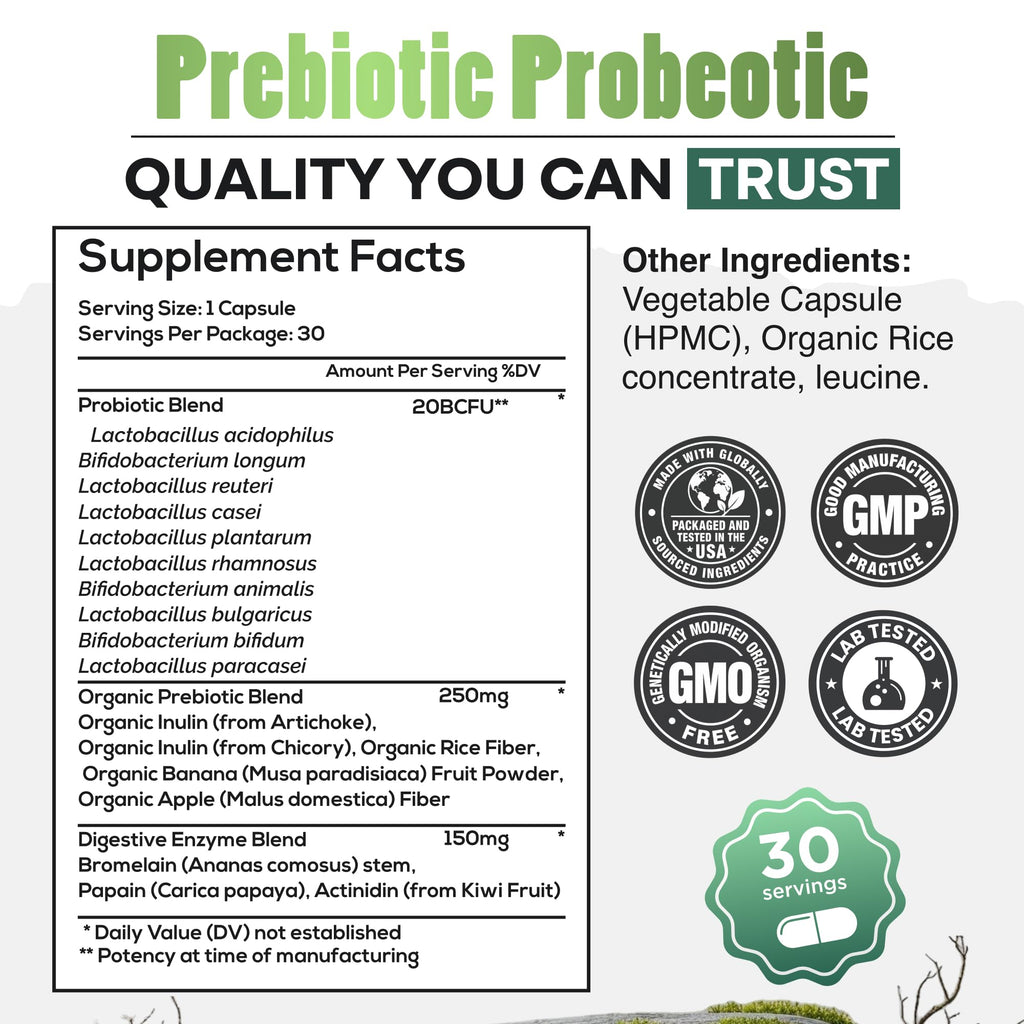 Wild Foods Prebiotic and Probiotic with Digestive Enzymes - 30 Capsules - image 4
